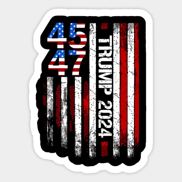 Trump 2024 American Flag 45 47 Sticker by OrigamiOasis